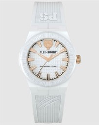 Plein Sport - PLEIN LASERSTRIKE 42mm White Silver Dial and White Silicone Strap