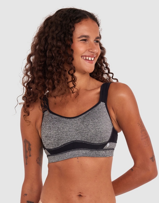 Bras N Things - Cool It Contour Underwire Sports Bra - Grey/Black