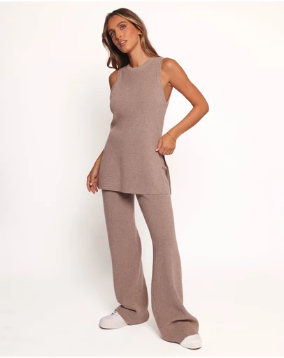 Petal & Pup - Ellory Knitted Pant Set - Taupe Marle
