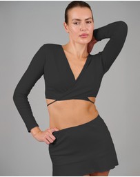 Love and Nostalgia -  Cross Your Heart Wrap Top - Black