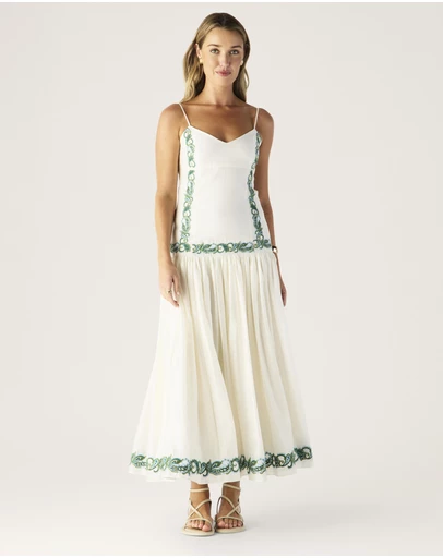 MOS The Label - Porto Embroidery Strappy Dress