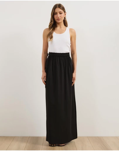 Atmos&Here - Rhea Drapey Maxi Skirt with Tie Detail at Waist