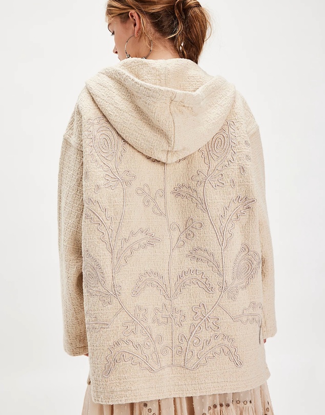 THE TALES - Textured Flower Embroidered Hooded Jacket