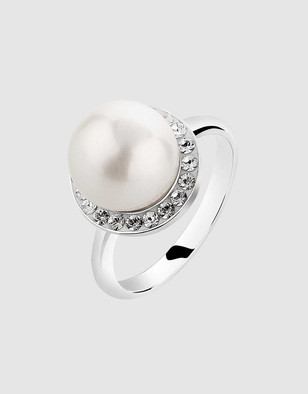 Elli Jewelry - Ring Shell Pearl Crystal 925 Sterling Silver