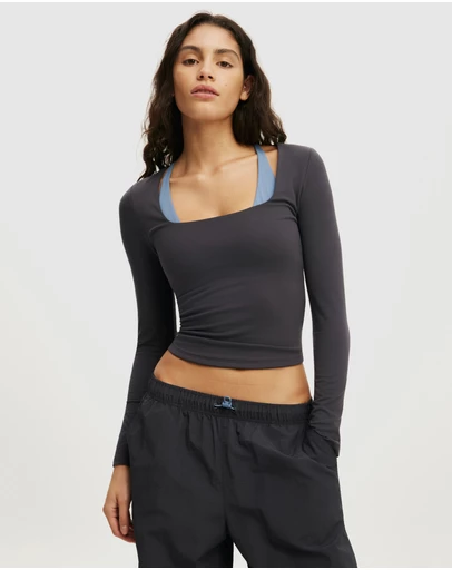 Cotton On Body Active - Ultra Soft Square Neck Long Sleeve Top
