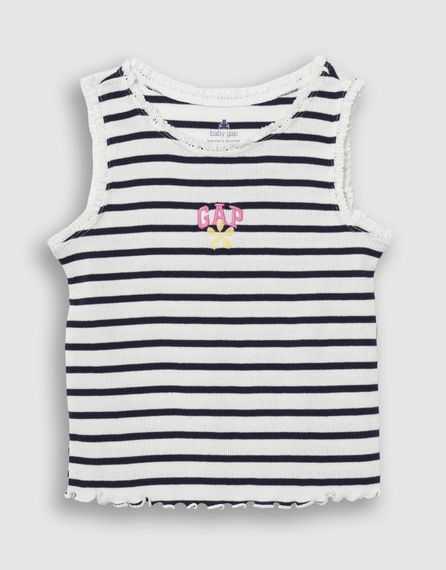 GAP - Yardage Logo Lace Trim Tank - Babies-Kids