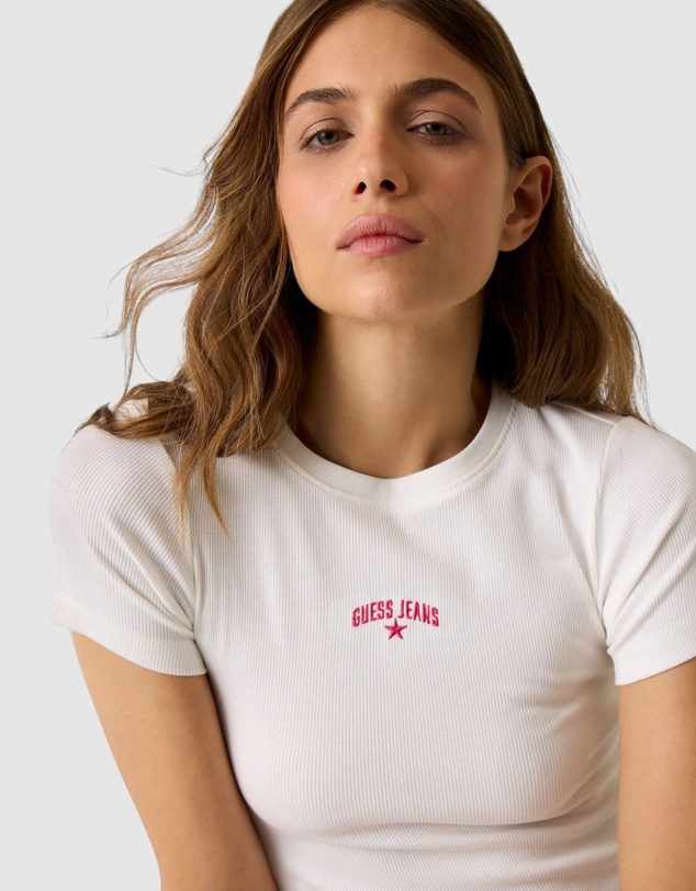 GUESS Jeans - GUESS JEANS Short Sleeve Ribbed Embroidered Tee