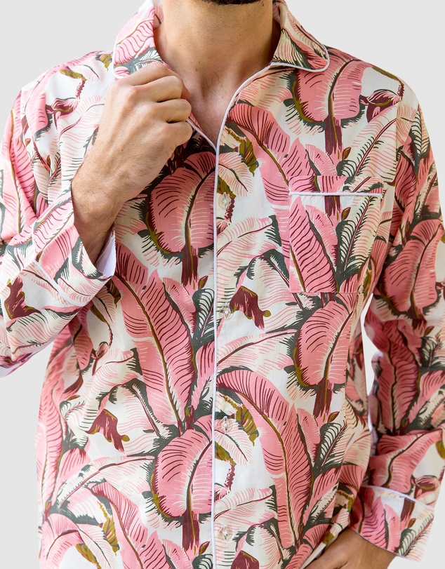 Sant And Abel - Men's Martinique® Pink Banana Leaf Long PJ Set