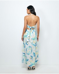 Revibe - Repaired AERE Kira Linen Halter Midi Dress - AU 8