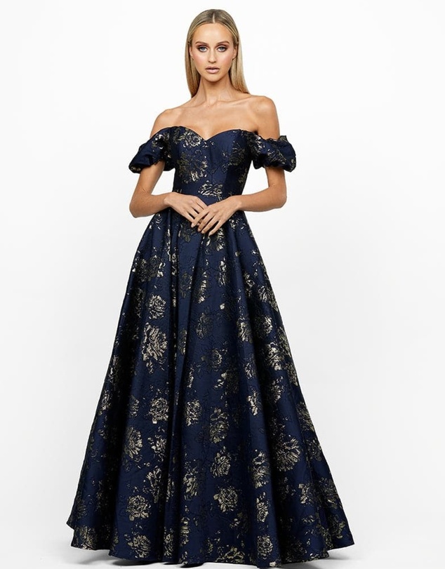 Bariano - Sandy Sweetheart Off Shoulder Gown