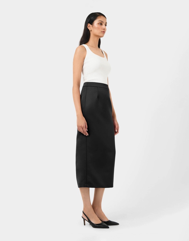 Forcast - Bel Tailored Satin Midi Skirt