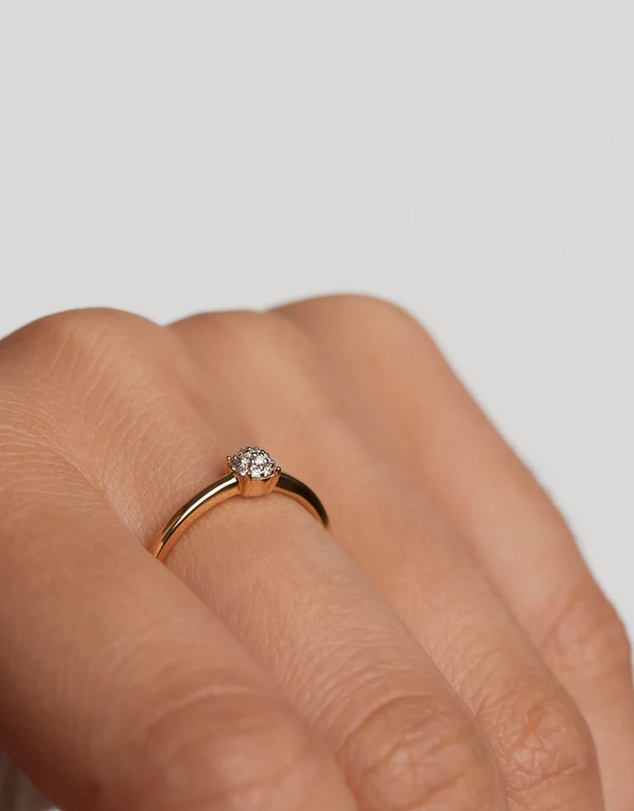 PDPAOLA - Diamonds and Gold Dona Solitary Ring