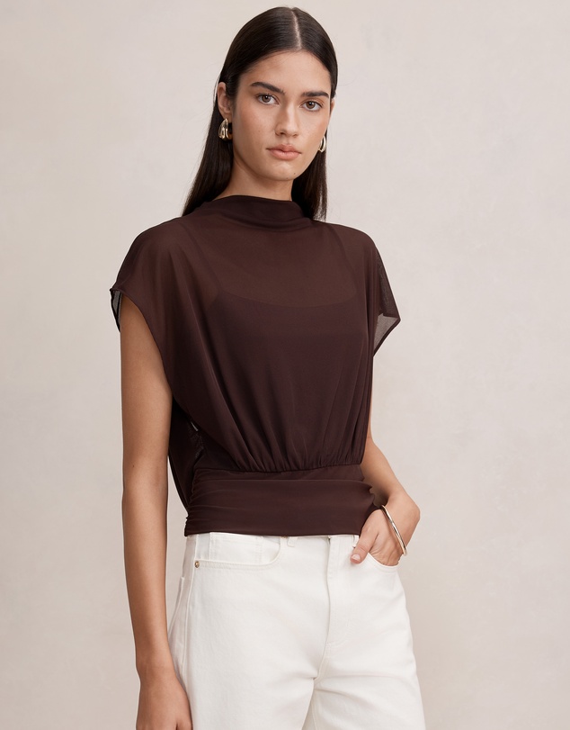 Forever New - Mattie Mesh Overlay Top
