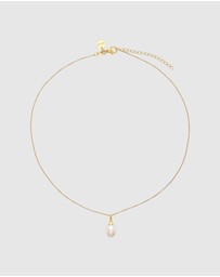 Najo - Isla Yellow Gold Pearl (White) Necklace