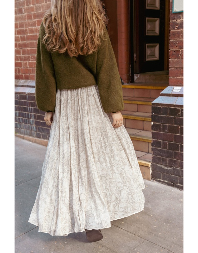 Petal & Pup - Nicki Pleated Maxi Skirt - Snake Print