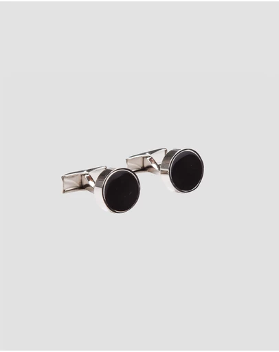 Geoffrey Beene - Round Black Stone Cufflinks
