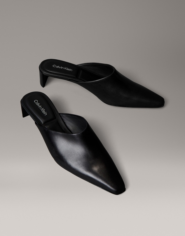 Calvin Klein - Leather Kitten Heel Mules