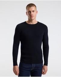 Calibre - Slim Merino Wool Rib Sweater Navy