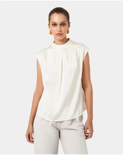 Forcast - Kiar Pleated Satin Top