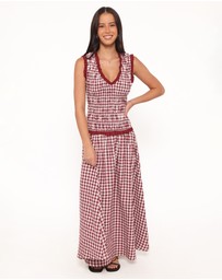Petal & Pup - Leabrook Maxi Dress - Burgundy Gingham
