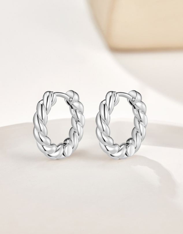 Mestige - Croissant Huggie Earrings - Silver Plated