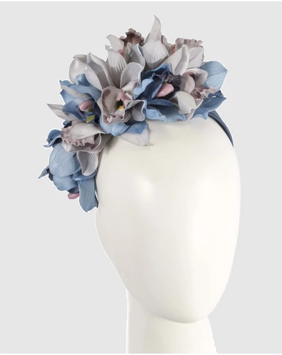 Max Alexander - Large Blue Flower Headband Fascinator
