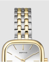 Bering - Bering Classic Ladies 26mm Square Case Two Tone Metal Strap Watch