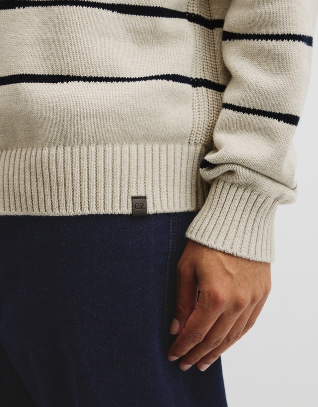 Country Road - Australian Good Earth Cotton Half Zip Stripe Knit