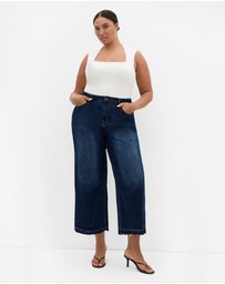 City Chic - Plus size Harley Fit Wide Leg Crop Jean - dark wash