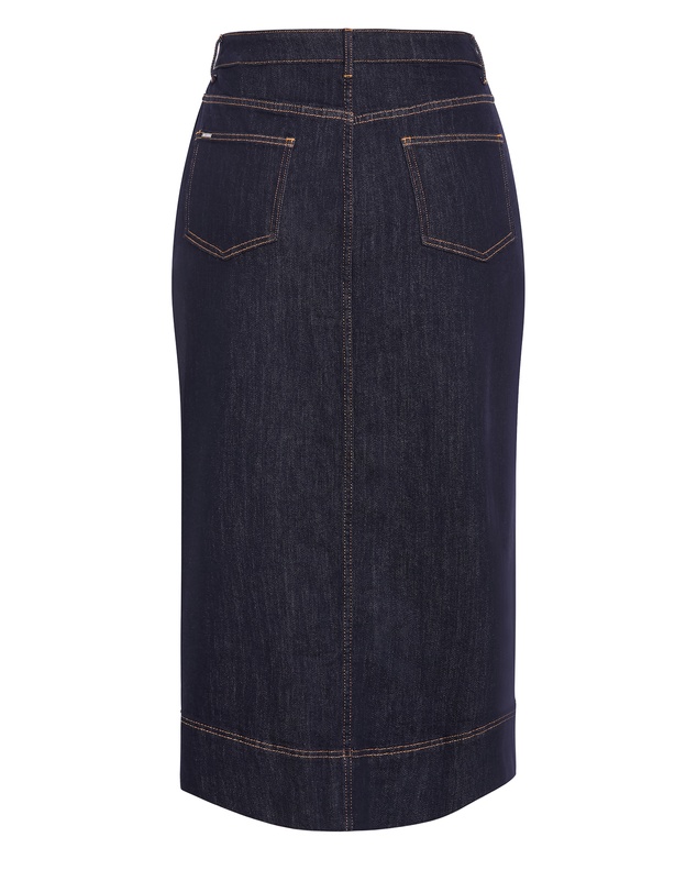 City Chic - Plus size Chloe Denim Midi Skirt - dark wash