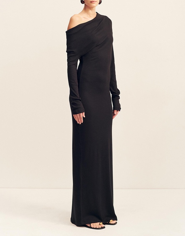 Shona Joy - Aby Draped Asymmetrical Long Sleeve Maxi Dress