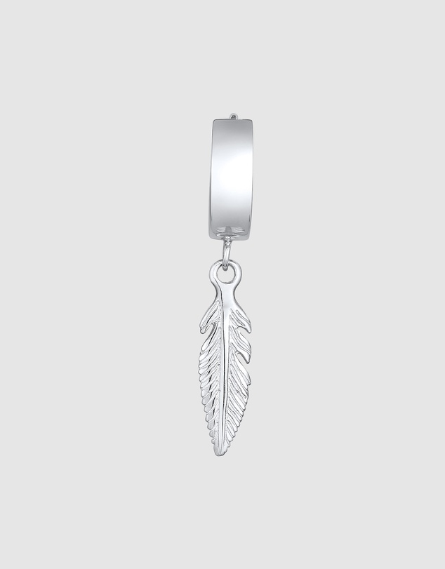 Kuzzoi - ICONIC EXCLUSIVE - Earrings Men Creole Feather Single Piece in 925 Sterling Silver