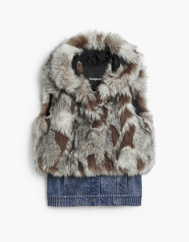 Desigual - Denim Faux Fur Vest