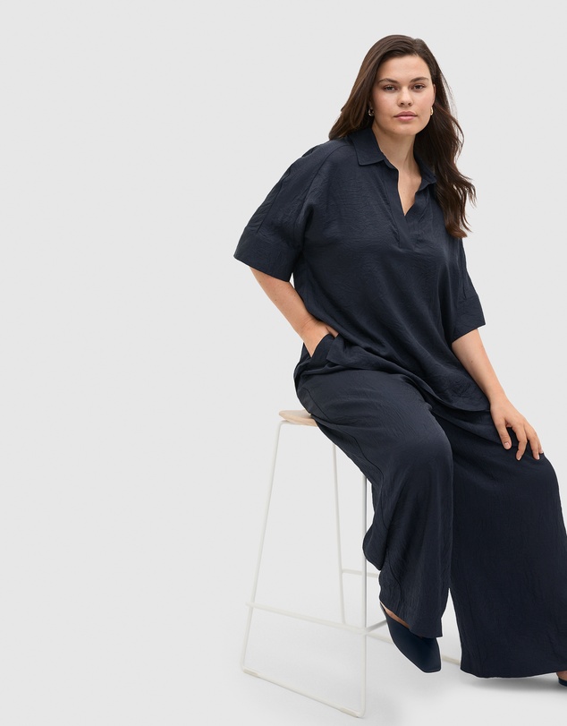 Seed Heritage - Textured Satin Collared Popover