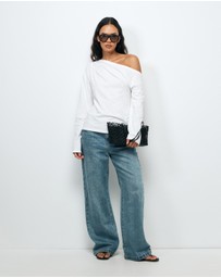AERE - Caia Off Shoulder Long Sleeve T-Shirt
