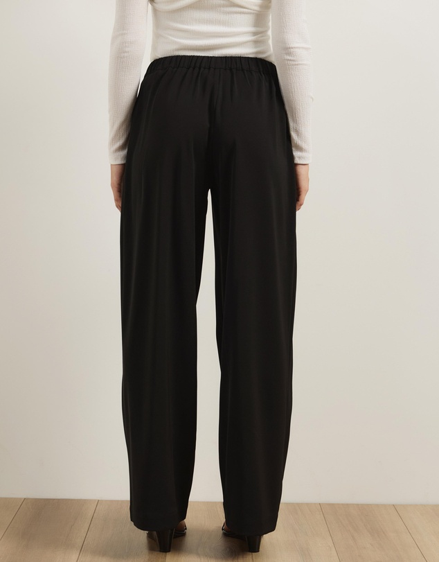 Atmos&Here - Nell Mid Rise Wide Leg Pants with Fabric Belt