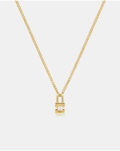 Ania Haie - Ania Haie Muse Gold Prl Padlock Necklace 45+5cm