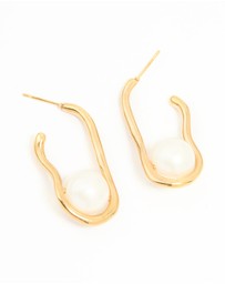 Lovisa - Waterproof Gold Plated Stainless Steel Pearl Twist Hoop Earrings