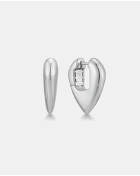 Ania Haie - Ania Haie Silver Puffy Shield Hoop Earrings