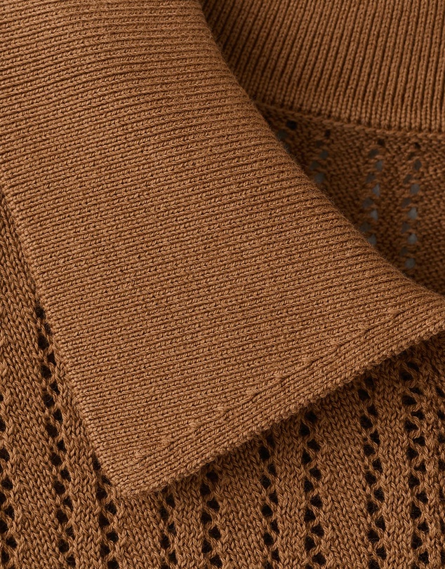 M.N.G - Openwork Knitted Polo-Neck Sweater