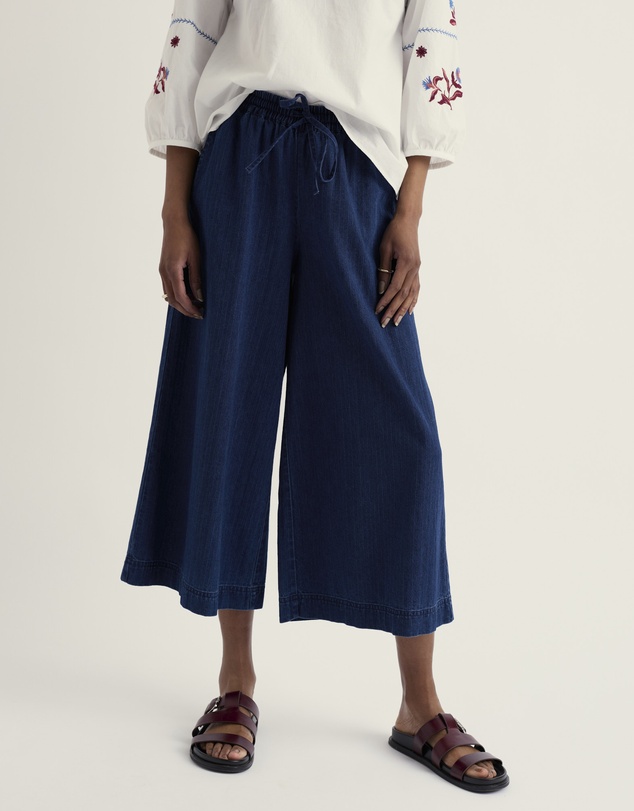 Seasalt - Seasalt Cornwall Navy Eskelli Wide Leg Culotte