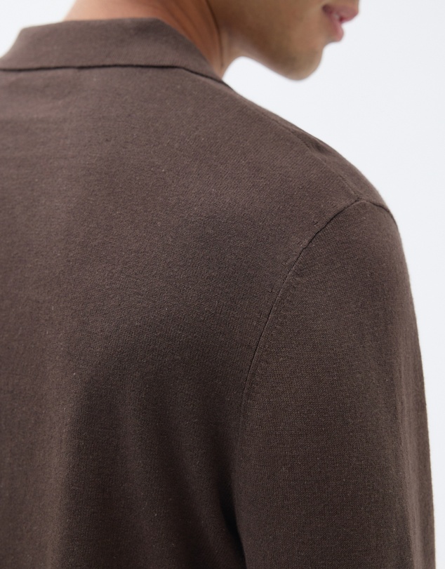 AERE - Linen Blend Knit Polo Long Sleeved