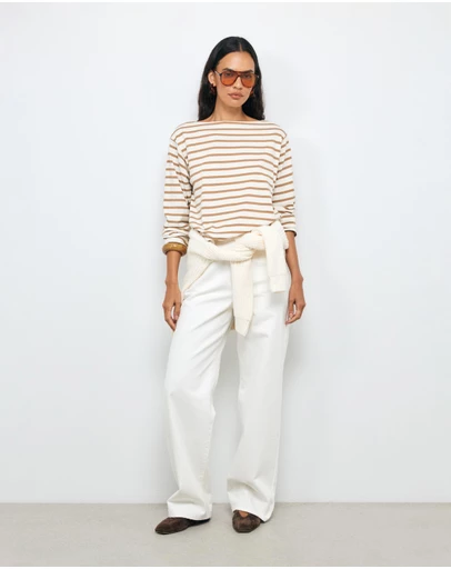 AERE - Boat Neck Stripe T-Shirt