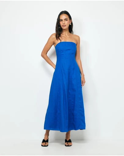 AERE - Blake Strapless Panelled Midi Dress