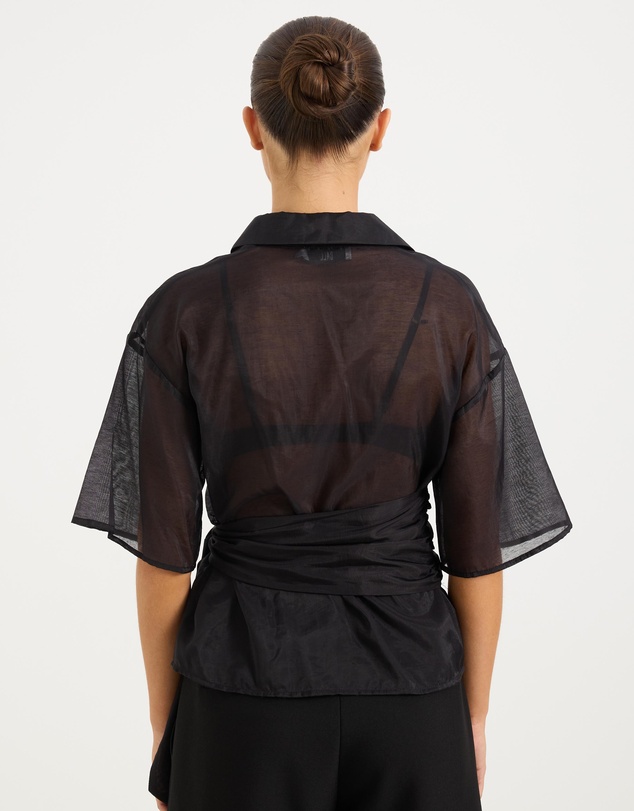 Calli - Elsi Sheer Wrap Short Sleeve Shirt