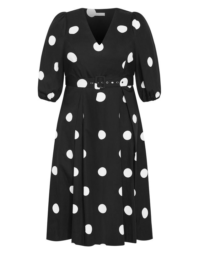 City Chic - Kaiya Spot Belted Cotton Dress
