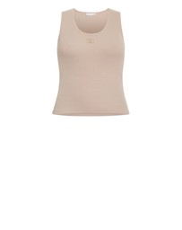 City Chic - Plus size Tara Motif Rib Tank - stone