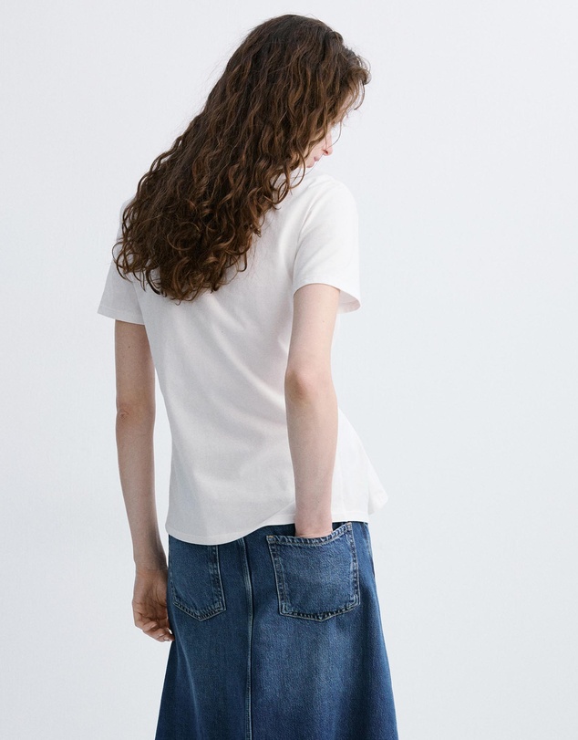 M.N.G - Cotton T-Shirt with Pucker Detail