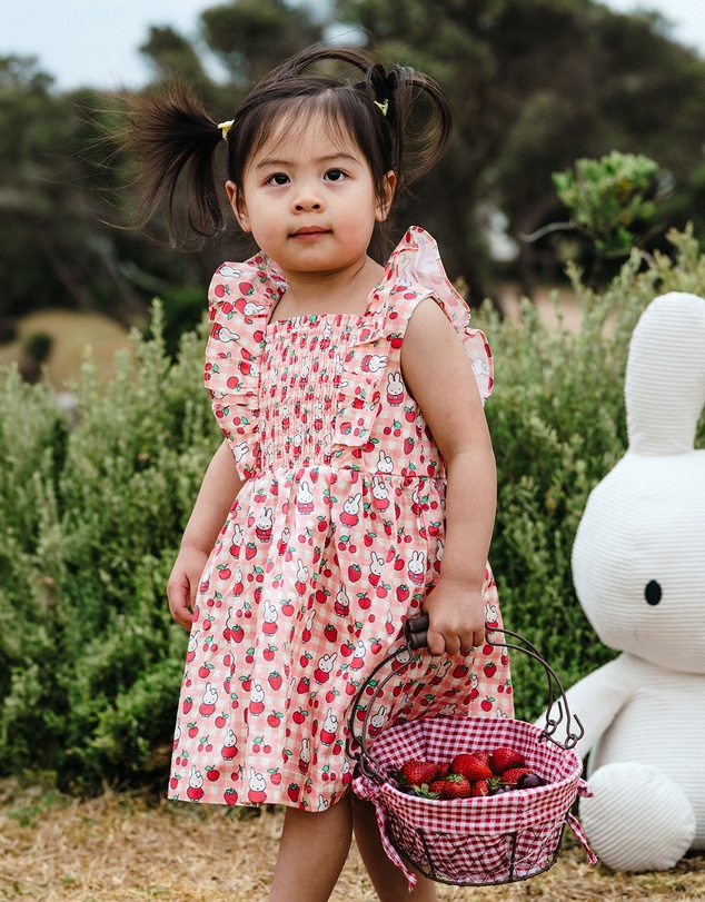 Kynd Baby - Miffy Smock Dress in Berry Check