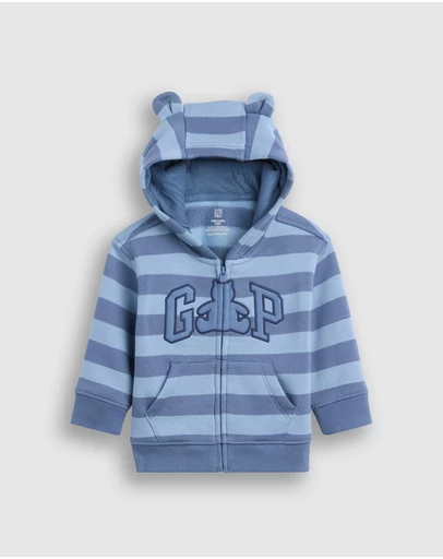GAP - French Fleece Logo Full Zip Hoodie - Babies